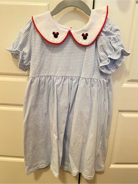 Blue Striped Kids Dress with White Peter Pan Collar…Disney/Minnie